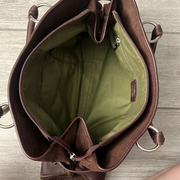 Ferragamo Gancini Brown Canvas Tote Bag w/leather details - Picture 12 of 17